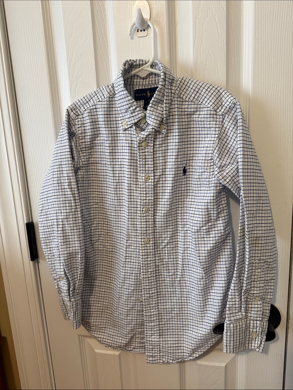 Polo by Ralph Lauren White and Blue Windowpane Button-Down Shirt - Kids